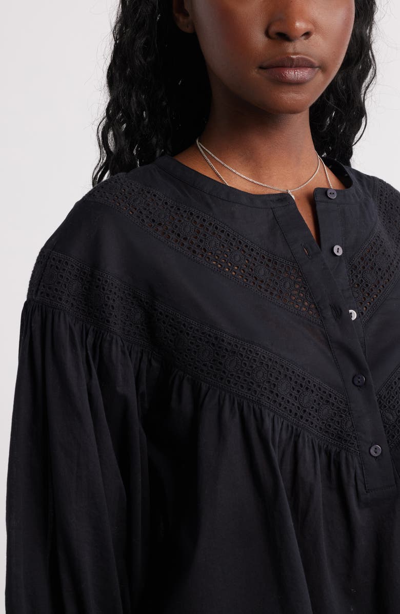 Treasure & Bond Lace Inset Woven Shirt, Alternate, color, Black