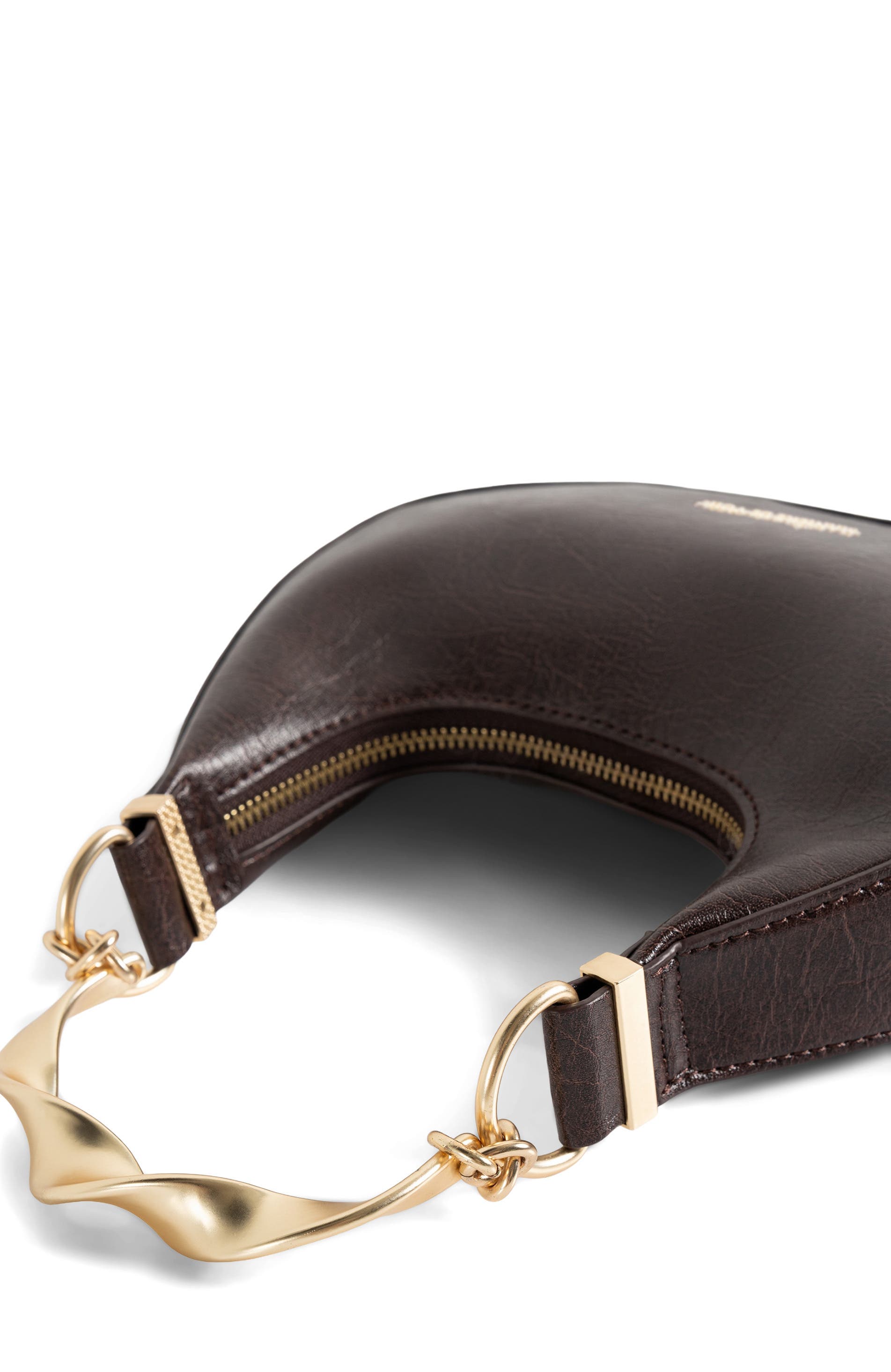 Manière De Voir Sadie Sculpted Leather Crescent Bag, Alternate, color, Brown