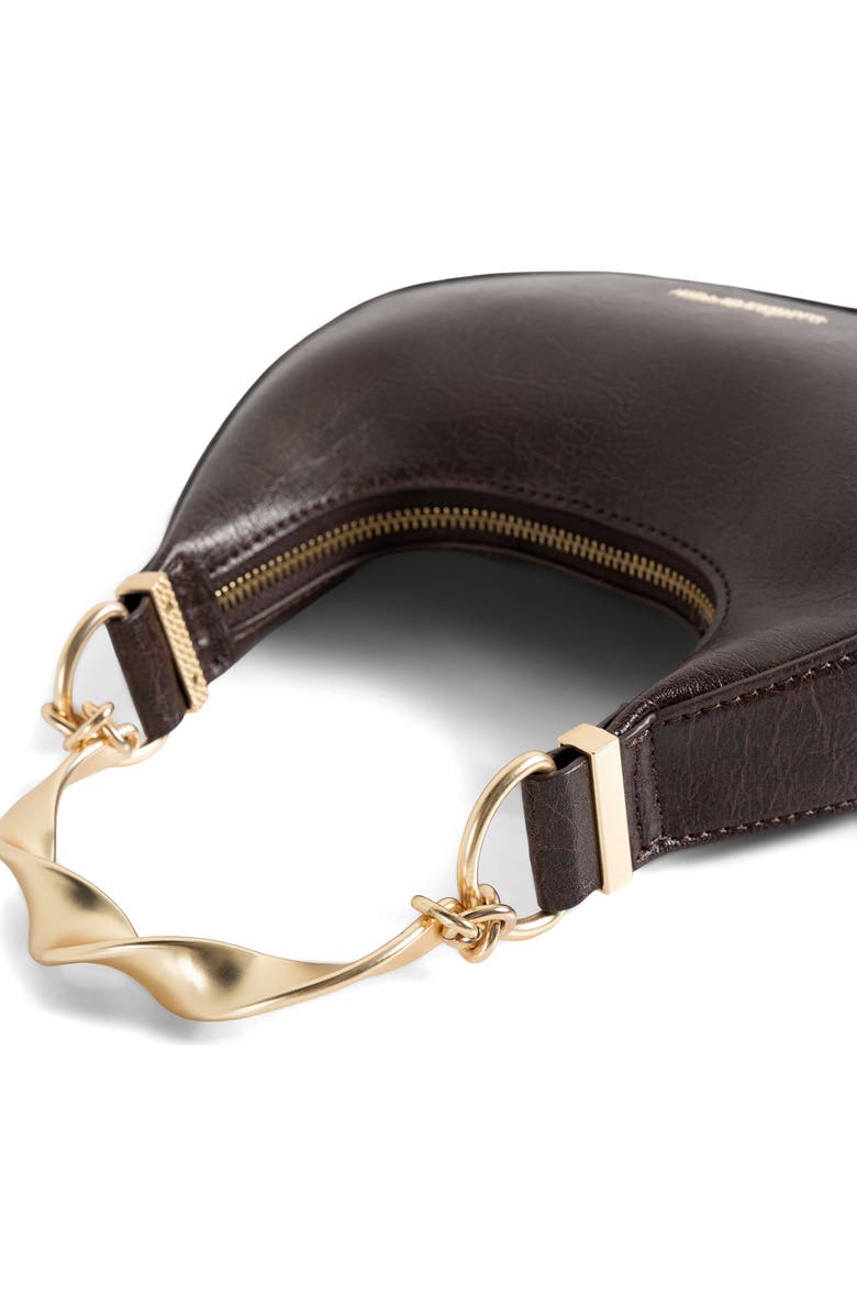 Manière De Voir Sadie Sculpted Leather Crescent Bag, Alternate, color, Brown