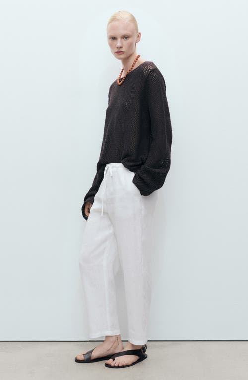 Mango Straight Leg Linen Drawstring Pants