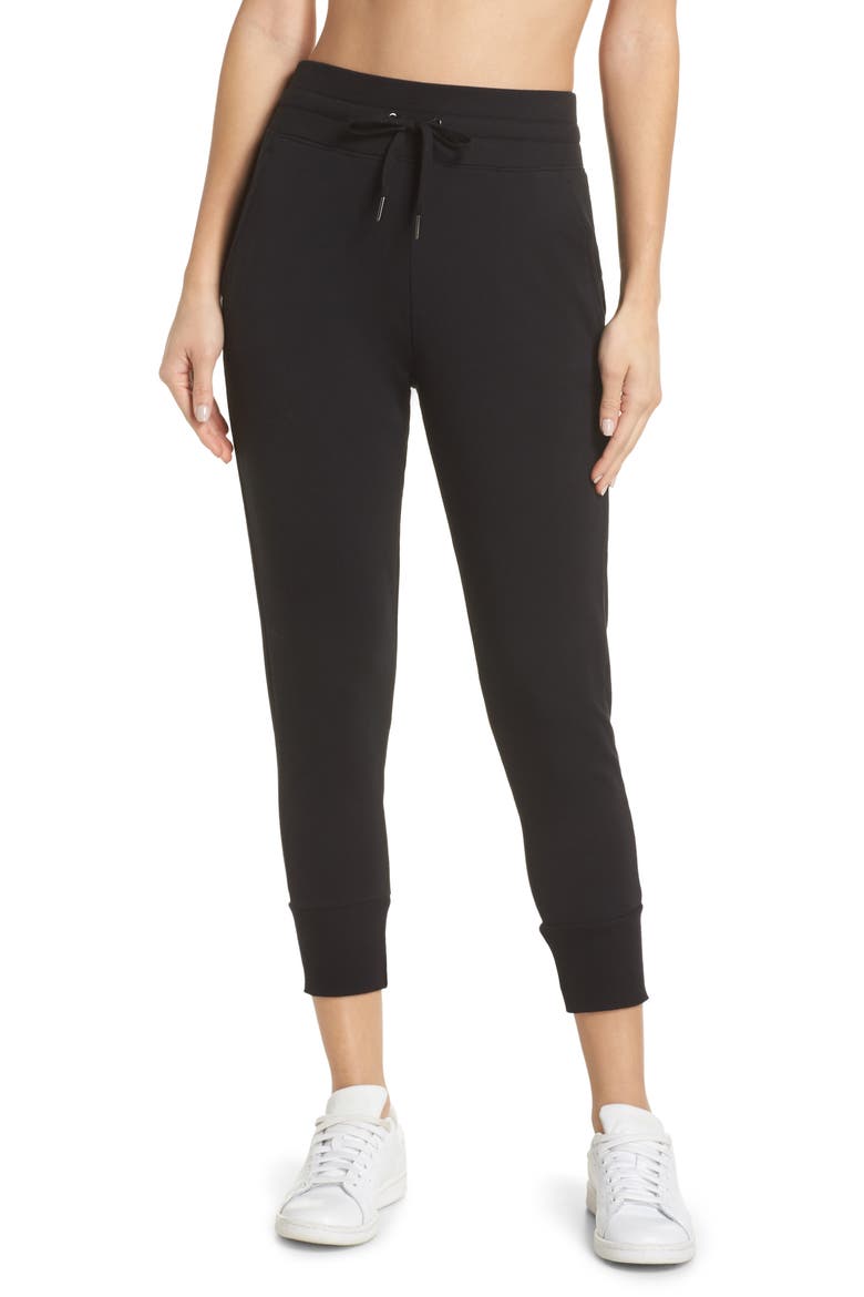 Repeat High Waist Crop Jogger Pants, Main, color, BLACK