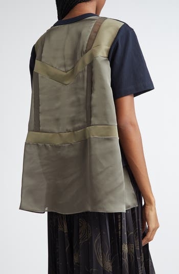 Sacai Nylon Twill & Cotton Jersey T-Shirt | Nordstrom