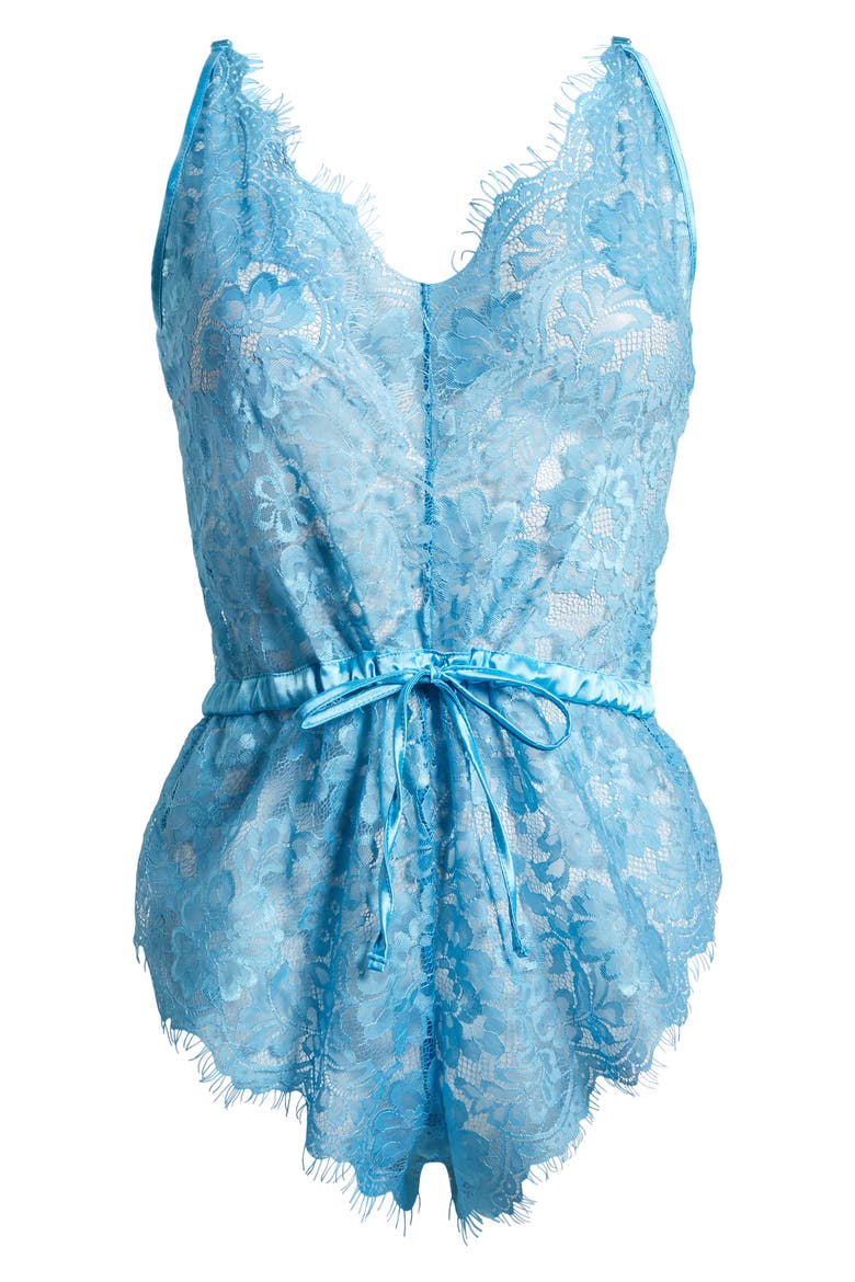Floral Lace Teddy, Alternate, color, BLUE