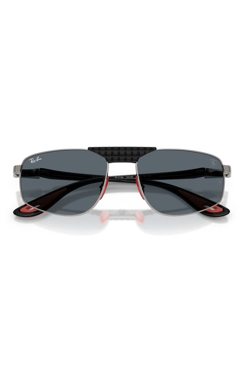 58mm Ferrari Irregular Sunglasses, Alternate, color, GUNEMTAL / BLUE