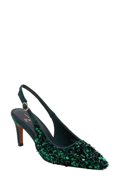 Cosmo Beaded Pointed Toe Slingback Pump (Women)