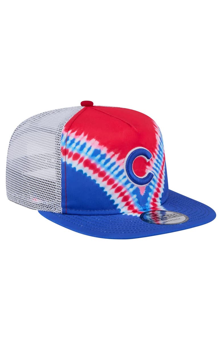 New Era Men's New Era Chicago Cubs Tie-Dye Golfer Trucker Adjustable Hat, Alternate, color, Blue