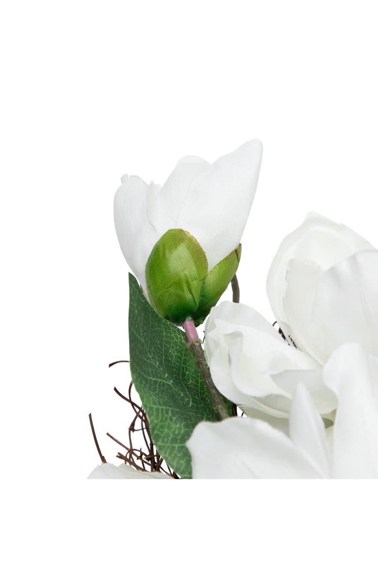 Northlight Magnolia Artificial Spring Twig Wreath - 24" - White, Alternate, color, White