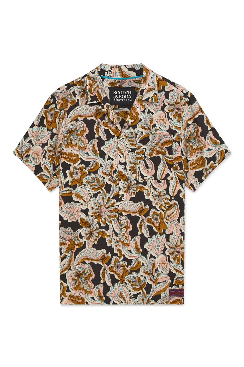 Relaxed Fit Print Short Sleeve Button-Up Shirt, Alternate, color, LUCKY BANDANA MULTI