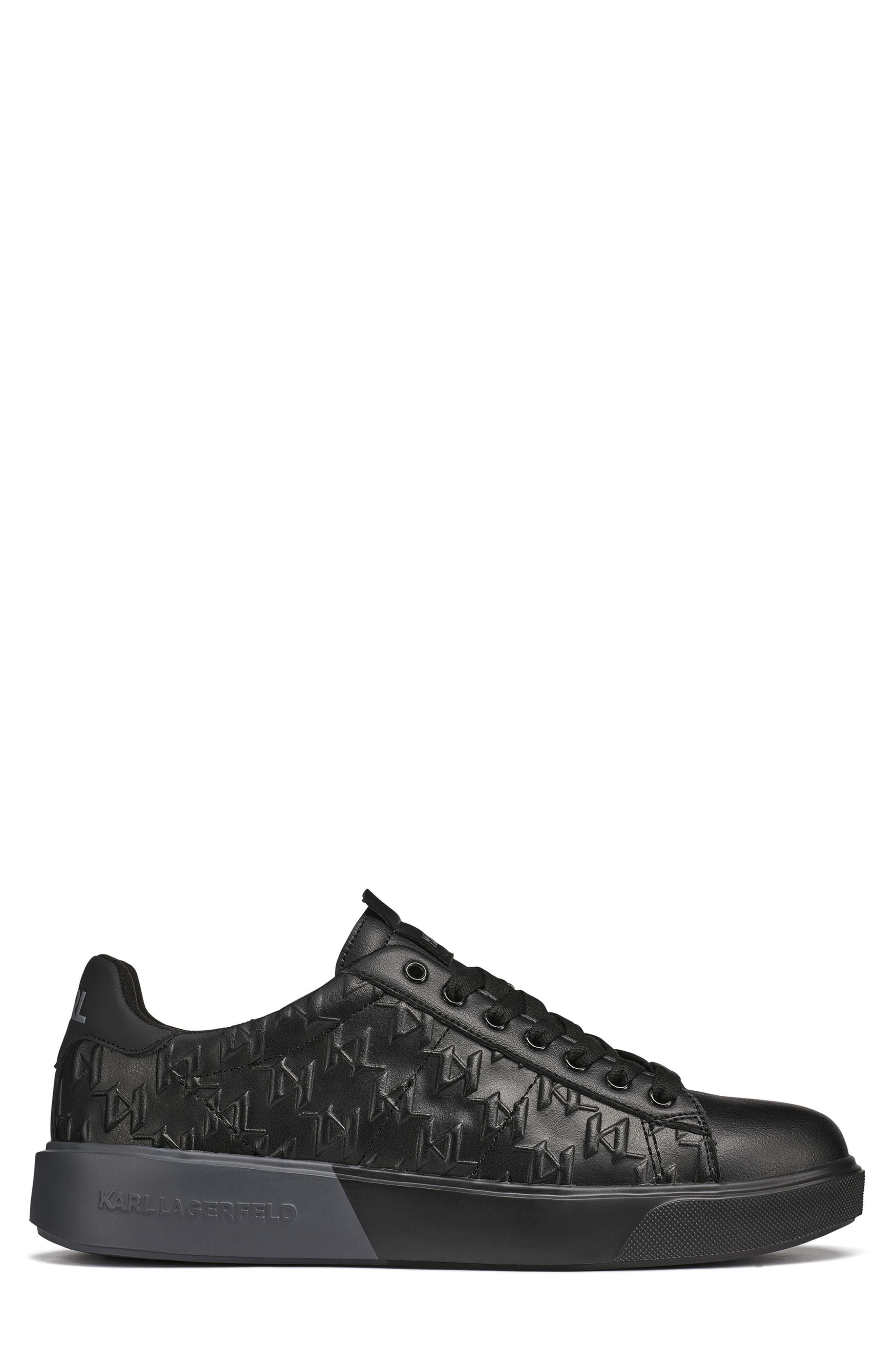 KARL LAGERFELD PARIS Grid Logo Embossed Sneaker, Alternate, color, Black