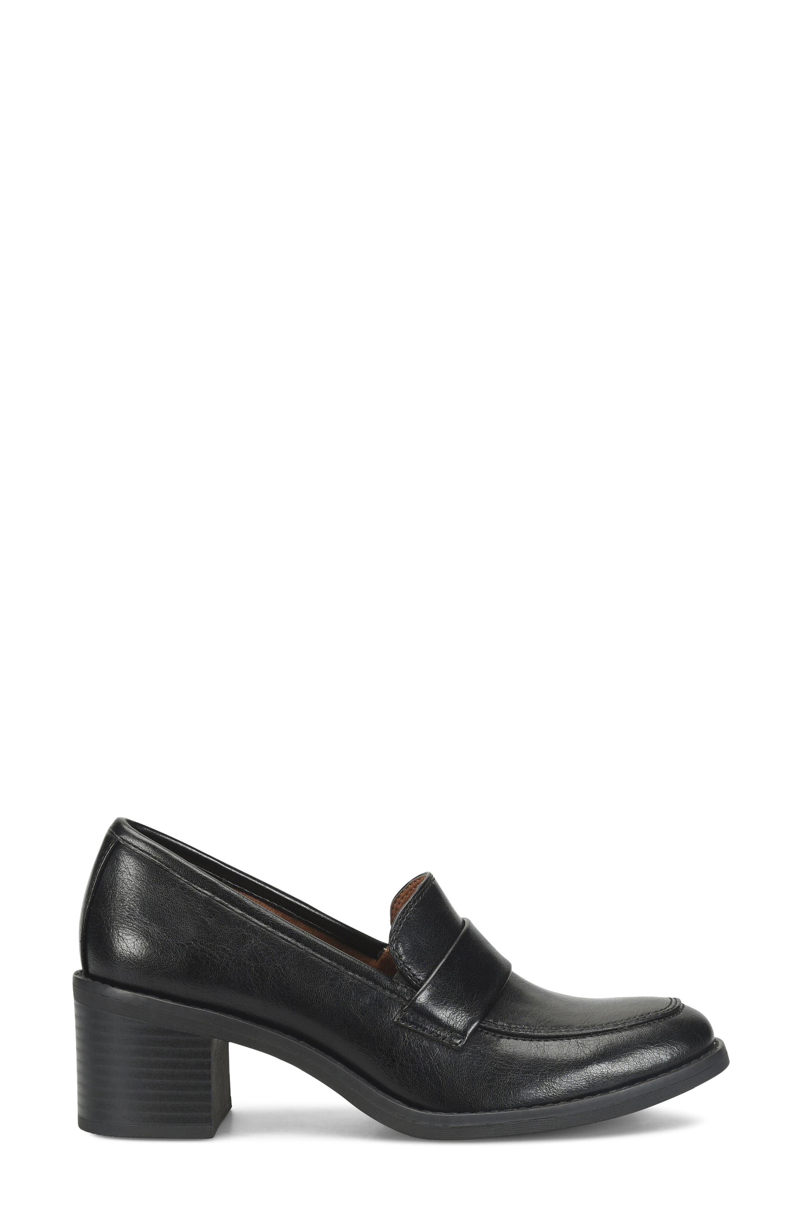 Harrietta Block Heel Loafer, Alternate, color, BLACK