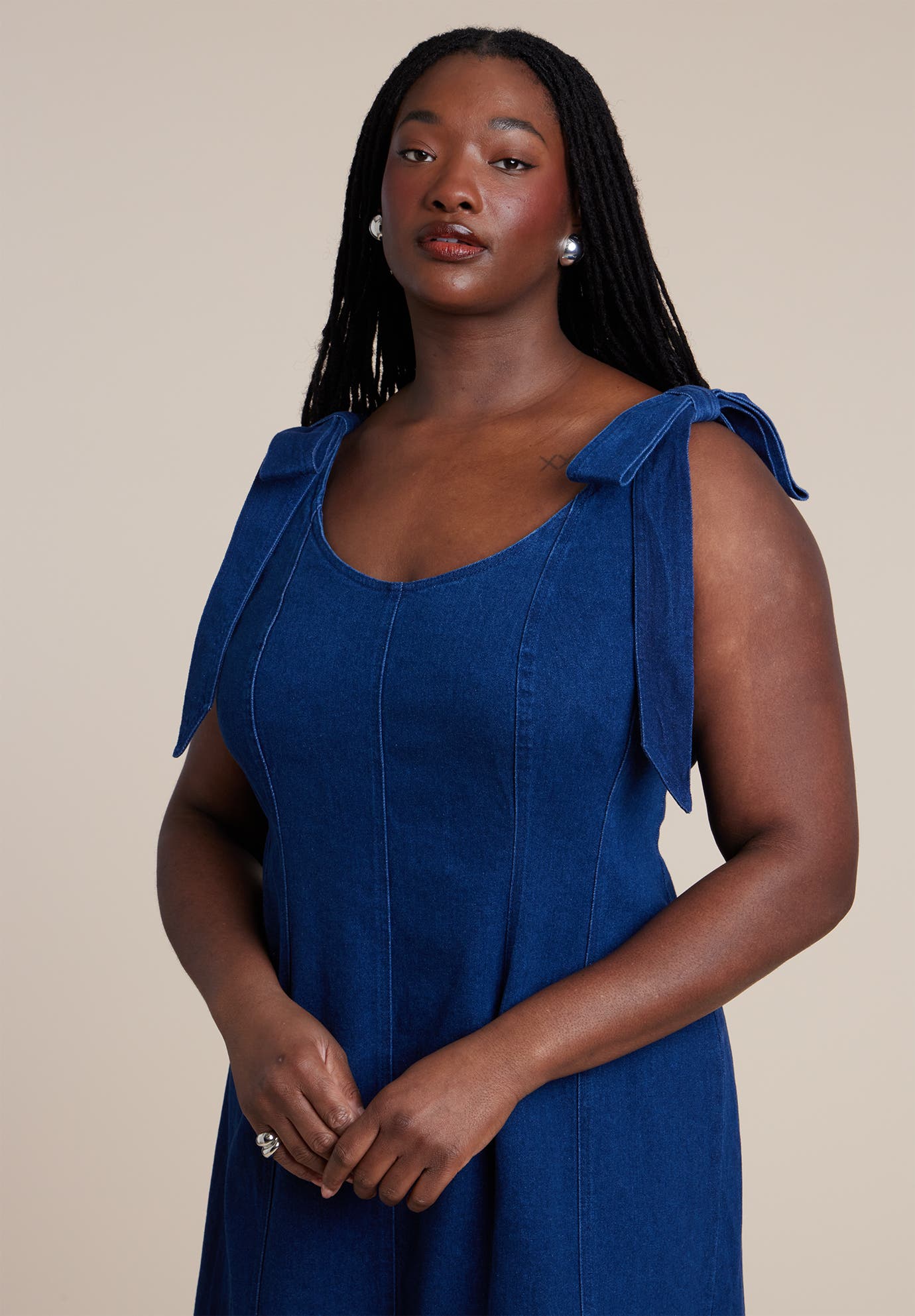 Denim Trumpet Dress - image 2