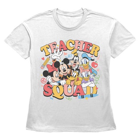 Women's Colorful Teacher Squad Short Sleeve Straight Fit T-Shirt