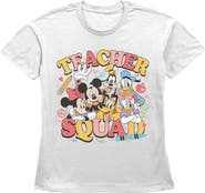 Mickey & Friends Women's Colorful Teacher Squad Short Sleeve Straight Fit T-Shirt