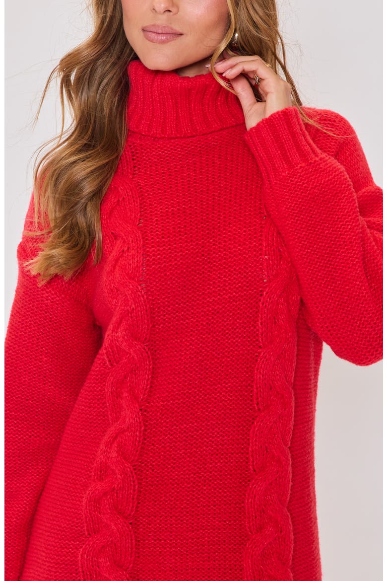 Olivia Turtleneck Long Sleeve Mini Sweater Dress, Alternate, color, RED