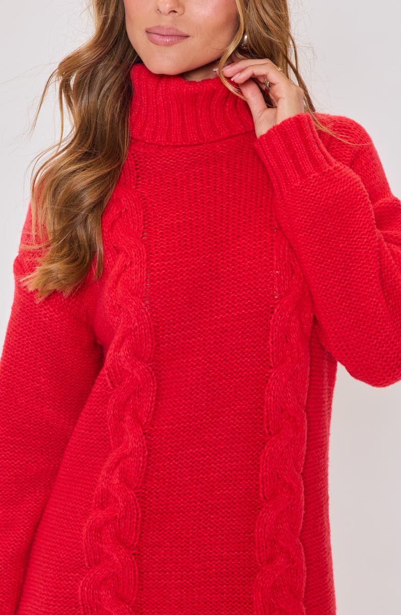 VICI Collection Olivia Turtleneck Long Sleeve Mini Sweater Dress, Alternate, color, Red