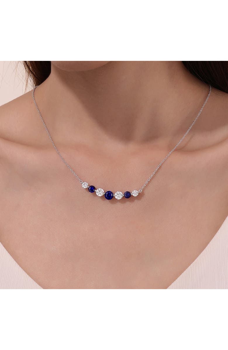 Lafonn Symbols of Joy Lab Created Sapphire & Simulated Diamond Bar Pendant Necklace, Alternate, color,