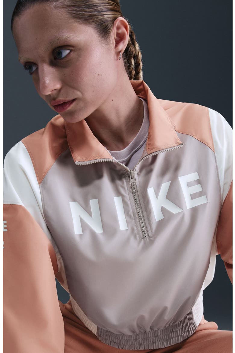 Sportswear Woven Pullover Top, Alternate, color, 009 CLGGRY/ROSGLD