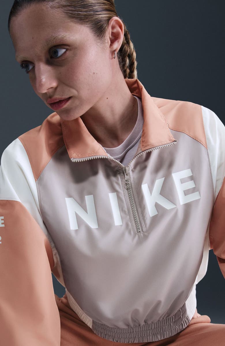 Nike Sportswear Woven Pullover Top, Alternate, color, College Grey/ Rose Gold/ Sail