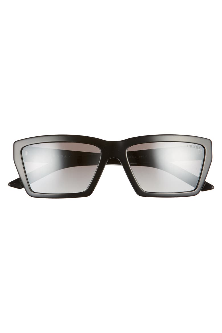 59mm Rectangle Sunglasses, Alternate, color, BLACK/ SILVER GRAD MIRROR