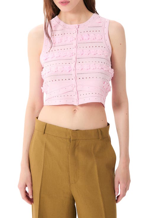 Malta Floral Appliqué Crop Pointelle Vest