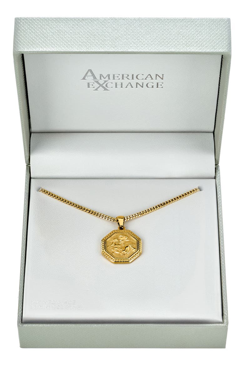 Men's Dragon Medallion Necklace, Main, color, GOLD