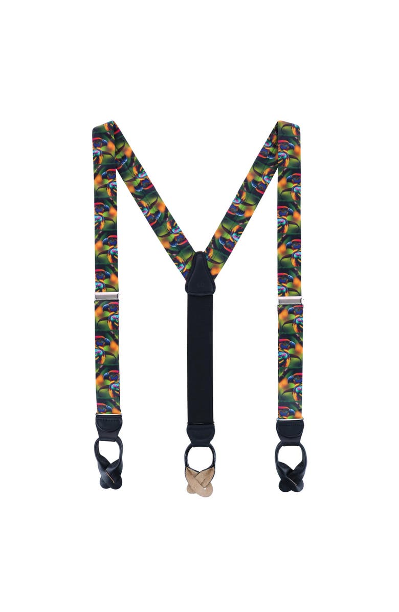 Trafalgar Jungle Parrot Silk Button End Suspenders, Alternate, color, Multiple