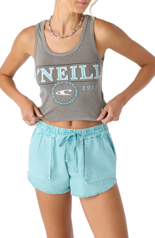 O'neill University Logo Graphic Crop Tank In Smoked Pearl