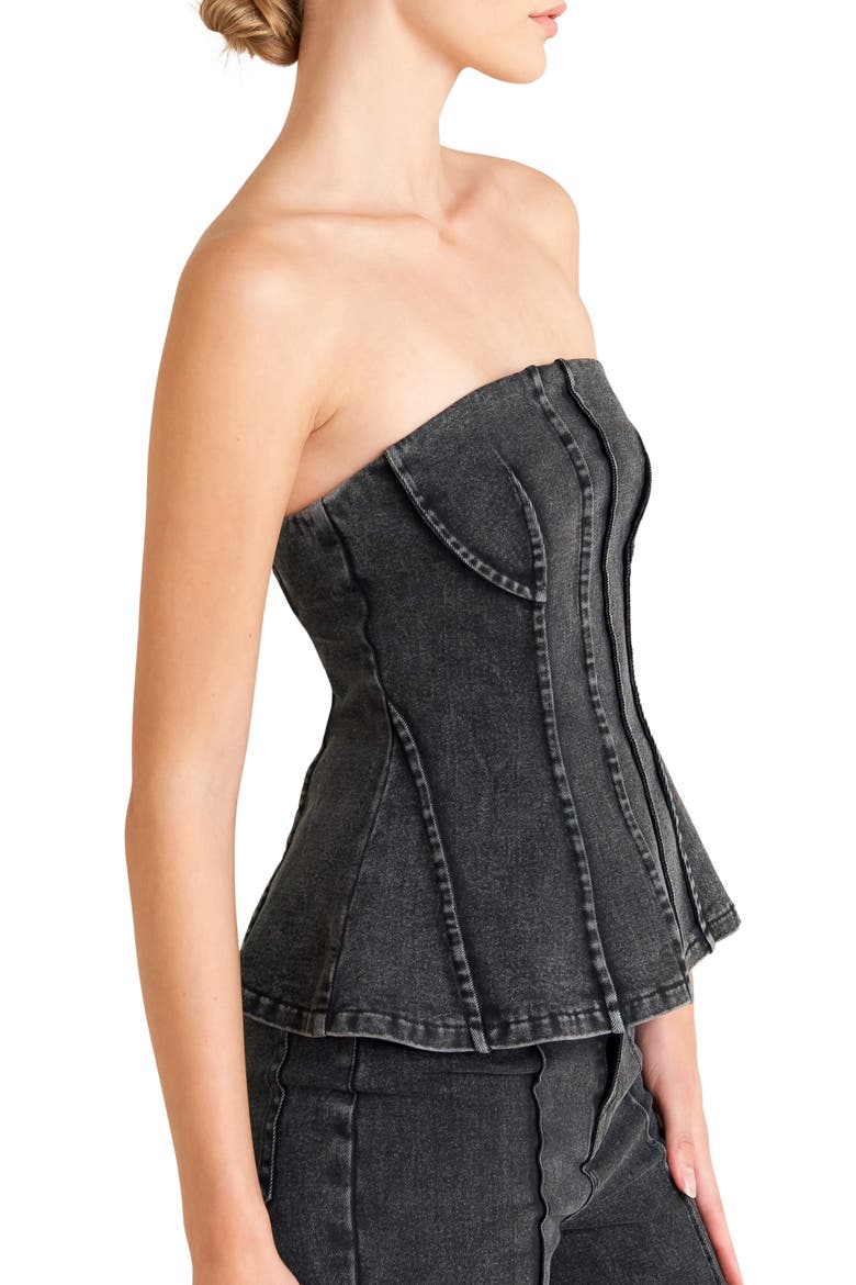 Strapless Denim Tube Top, Alternate, color, BLACK