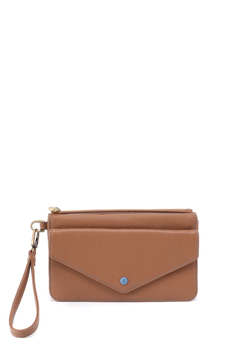 Goldie Leather Wristlet, Main, color, BROWN SUGAR