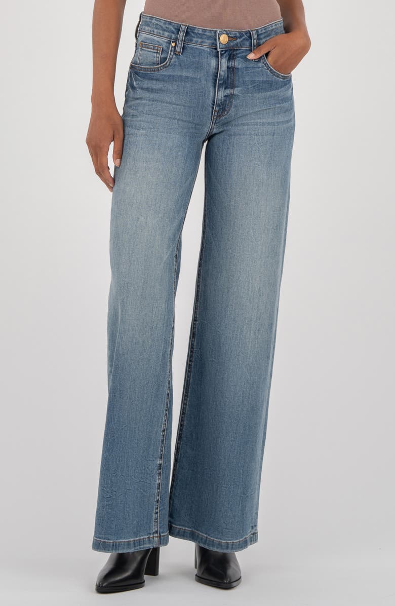 KUT from the Kloth Jean Mid Rise Wide Leg Jeans, Main, color, Ablaze