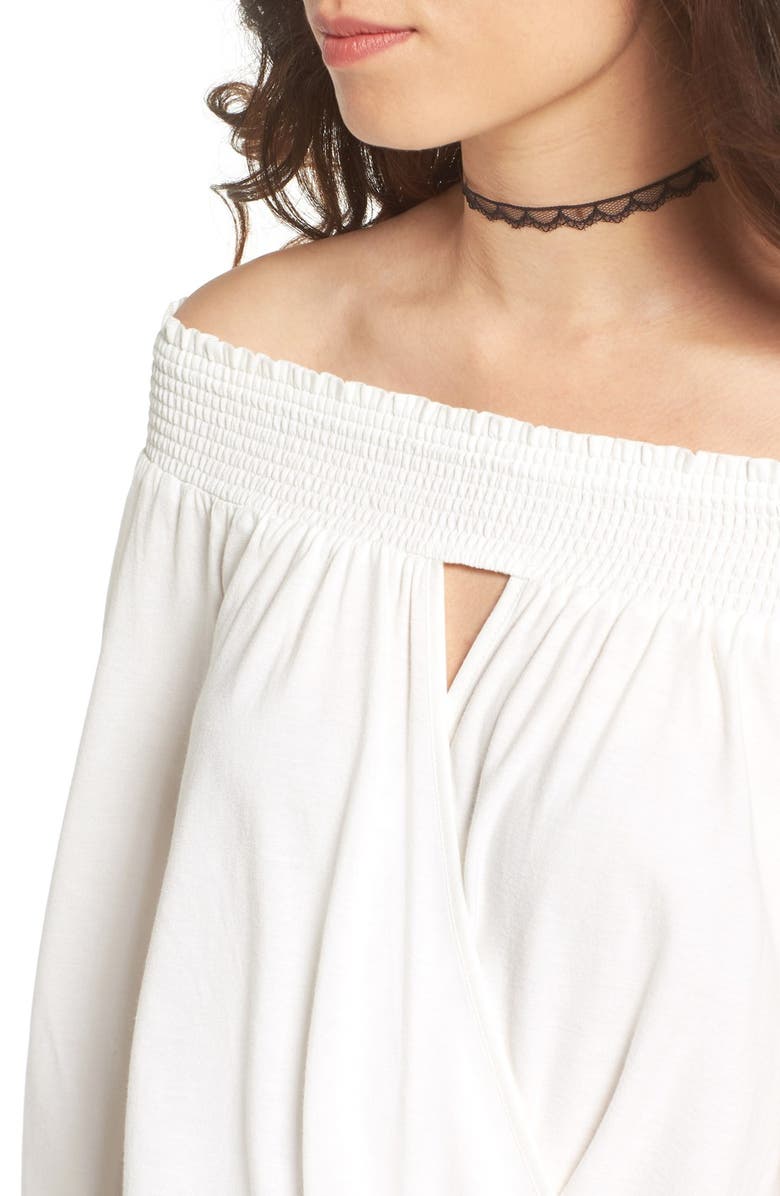 Chloe & Katie Off the Shoulder Surplice Knit Tee, Alternate, color,
