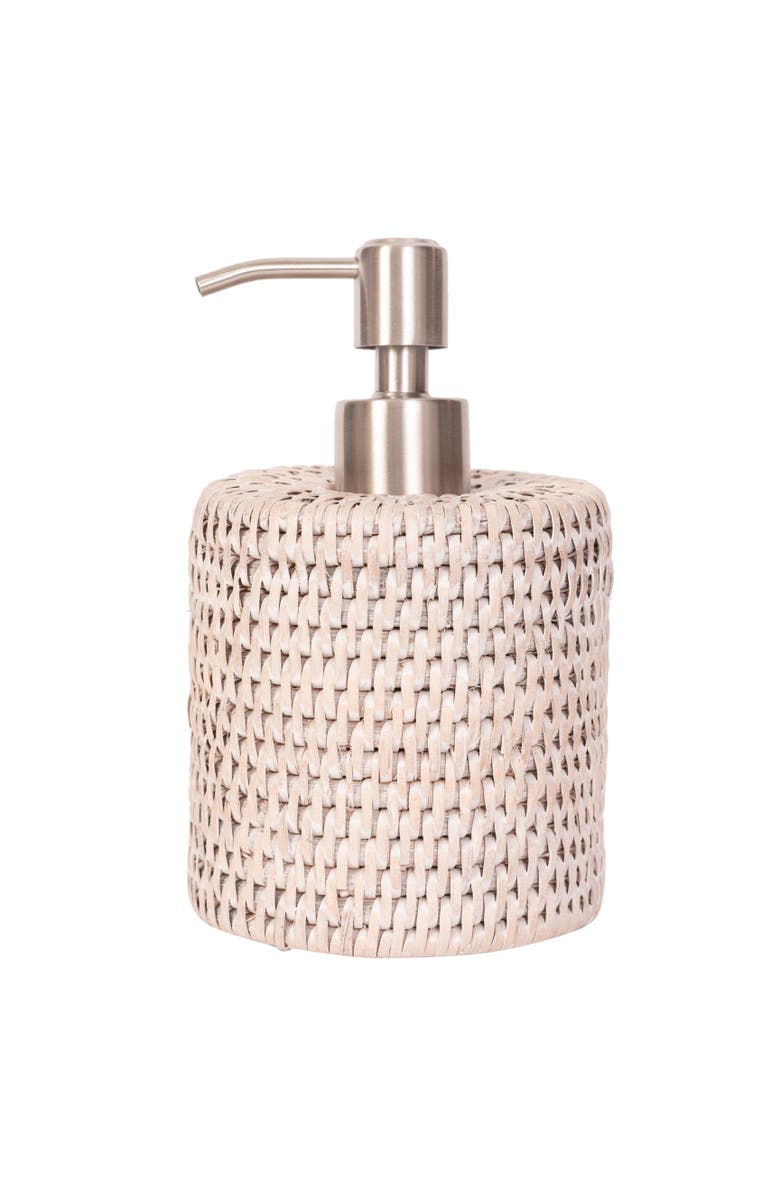 Artifacts Trading Company<sup>™</sup> Artifacts Rattan Stainless Steel Polished Finish Soap Pump Dispenser, Main, color, White Wash