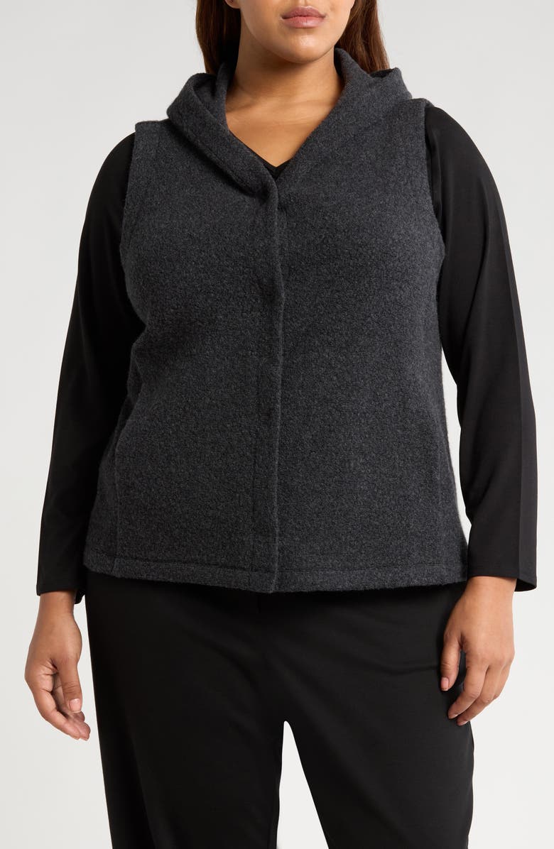 Eileen Fisher Hooded Wool Blend Vest, Alternate, color,