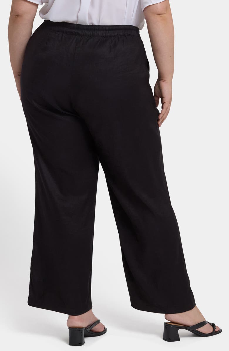 NYDJ Drawstring Relaxed Fit Linen Blend Pants, Alternate, color, Black
