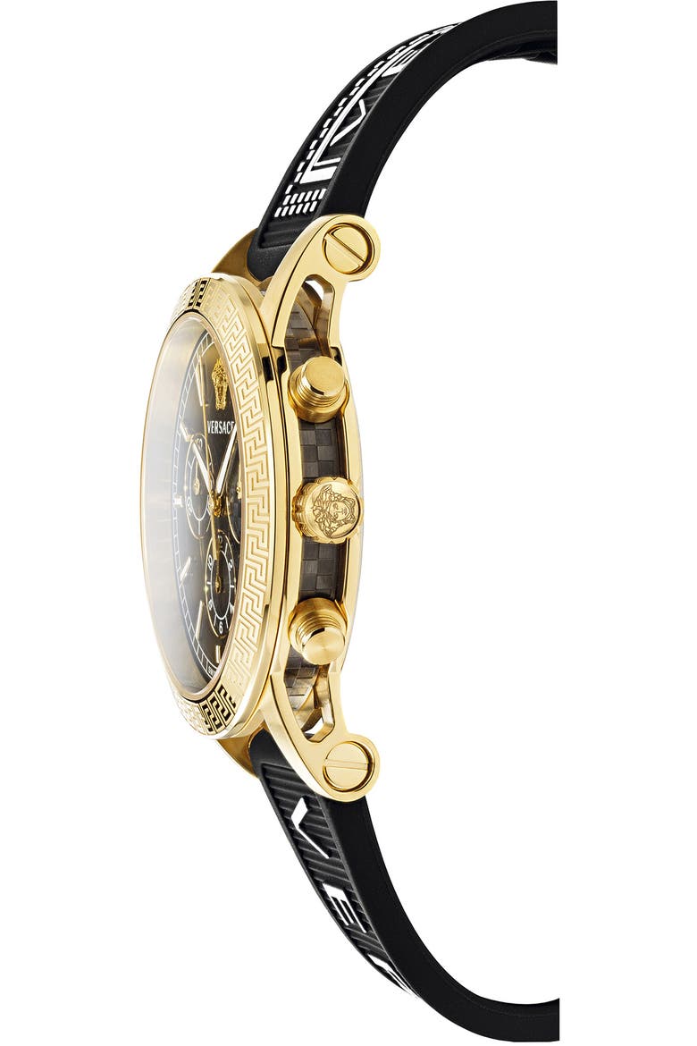 Sport Tech Chronograph Rubber Strap Watch, 40mm, Alternate, color, BLACK/ GOLD