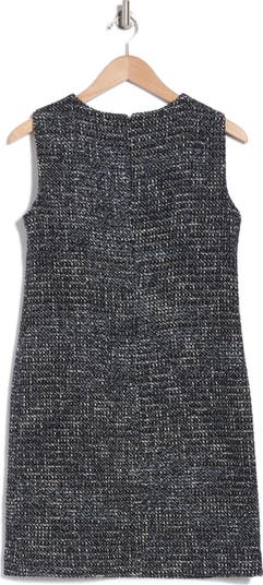 Sleeveless Tweed Shift Dress