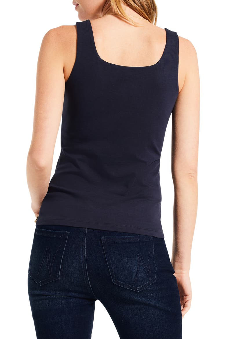 Stretch Cotton Shelf Bra Tank, Alternate, color, DARK INDIGO