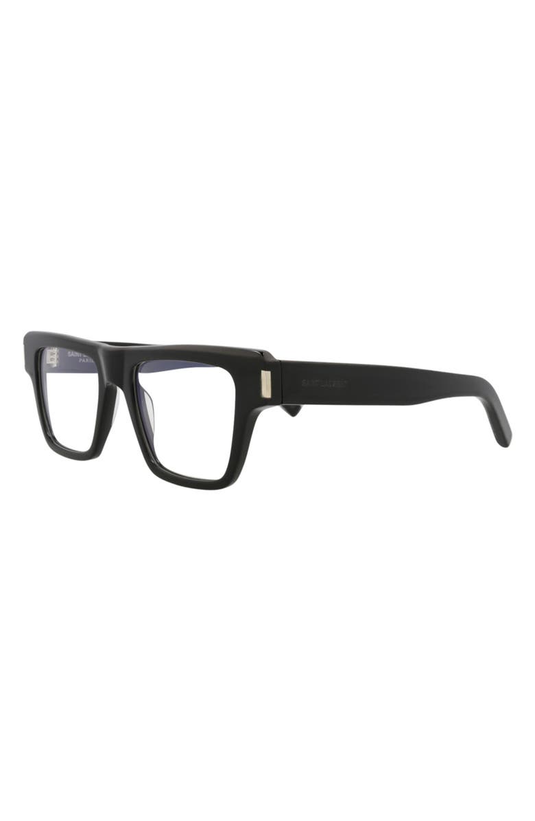 Saint Laurent 51mm Square Optical Frames, Alternate, color, Black Black Transparent