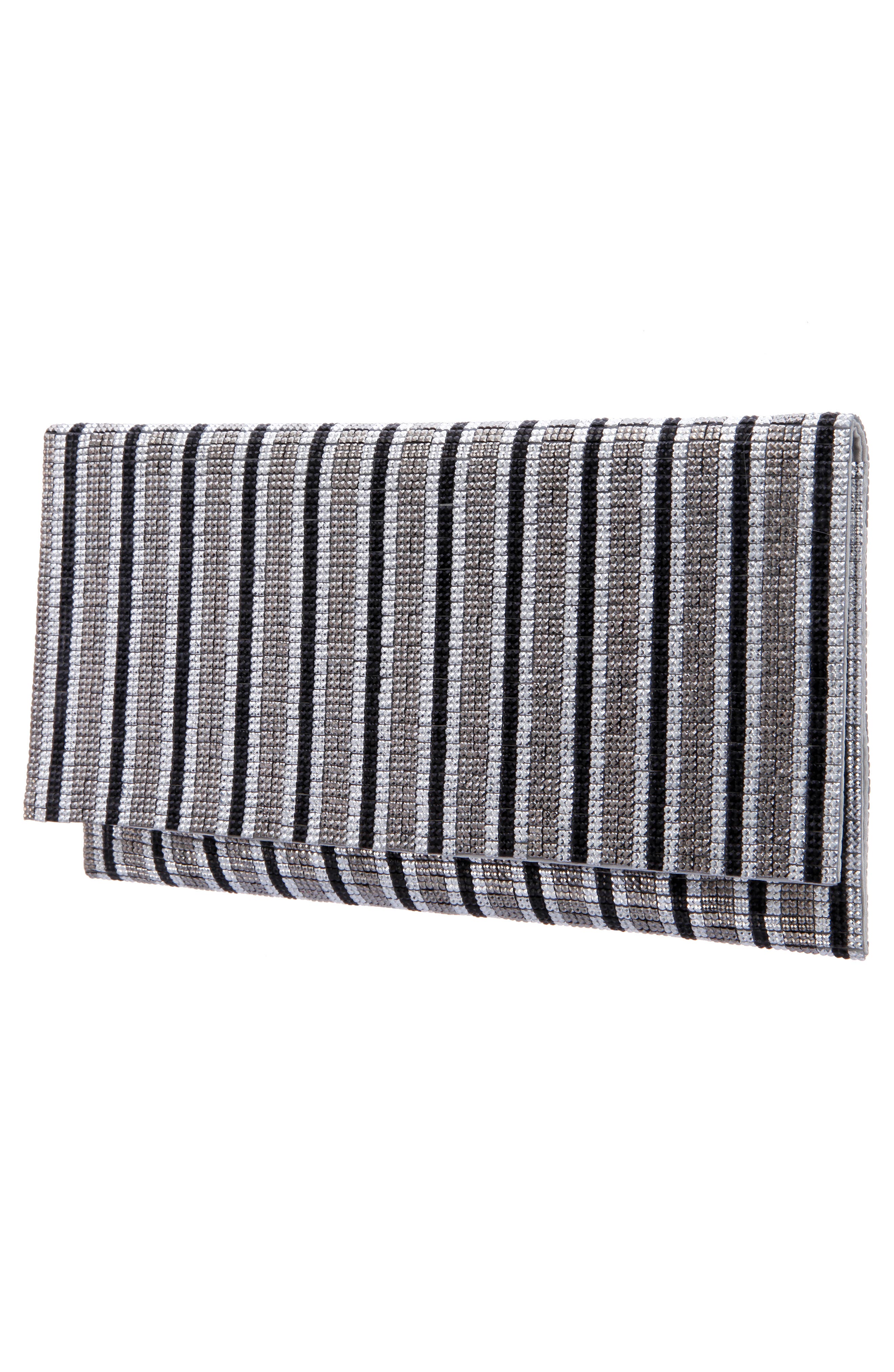 Nina Crystal Stripe Clutch, Alternate, color, Gunmetal Multi