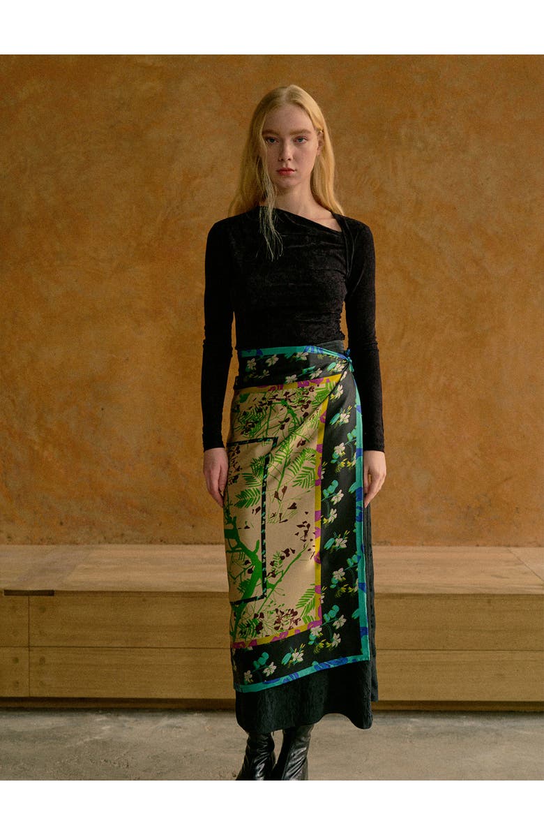 Lost Pattern "Floral Tapestry" Large Silk Scarf, Alternate, color, Black