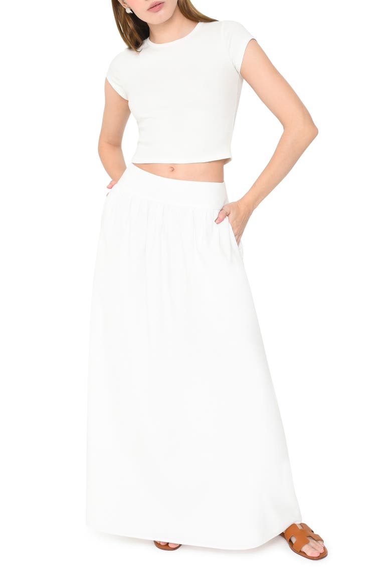 Nicole Pleated Cotton Maxi Skirt, Alternate, color, IVORY