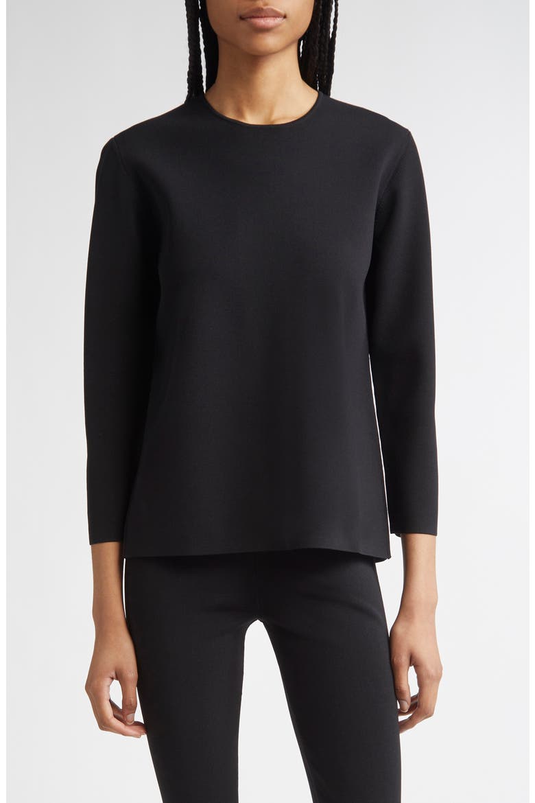 Compact Knit Top, Main, color, BLACK