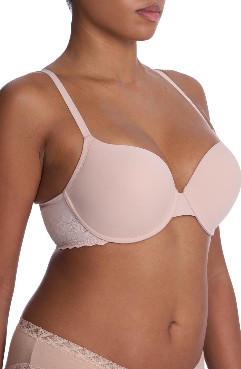 Natori Sheer Glamour Plunge Push Up T-Shirt Bra, Alternate, color, Lt. Mocha