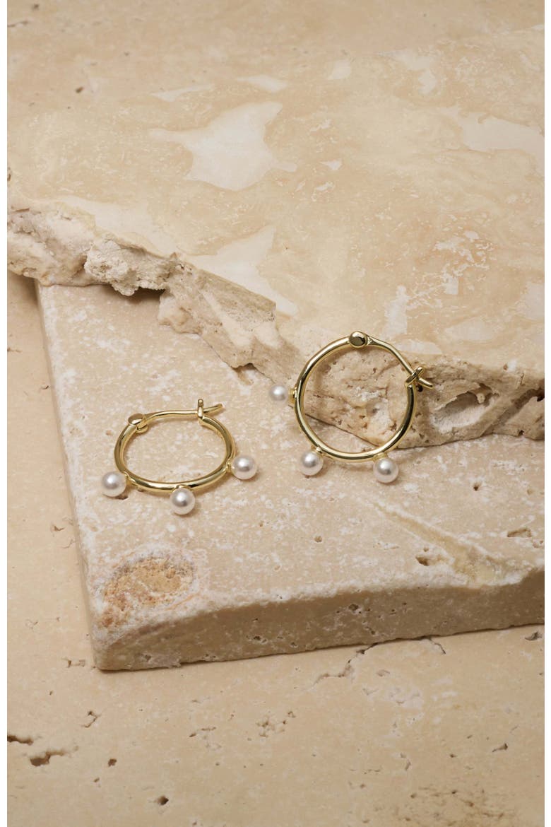 Londyn Pearl Hoops, Alternate, color, Gold