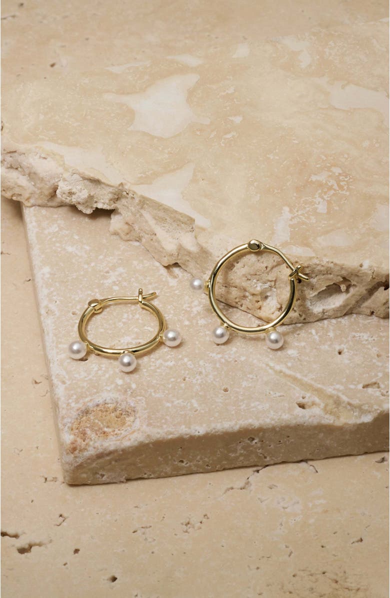 Untamed Petals Londyn Pearl Hoops, Alternate, color, Gold