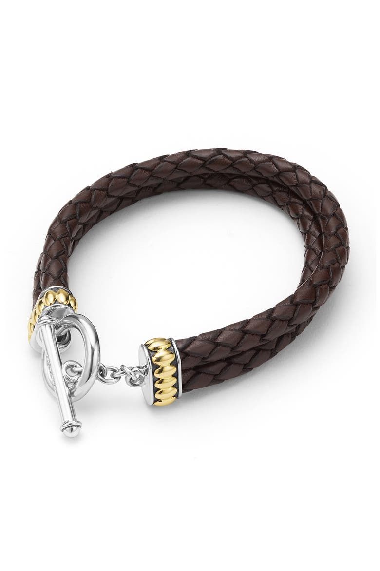 Men's Anthem Double Leather Bracelet, Alternate, color, BROWN