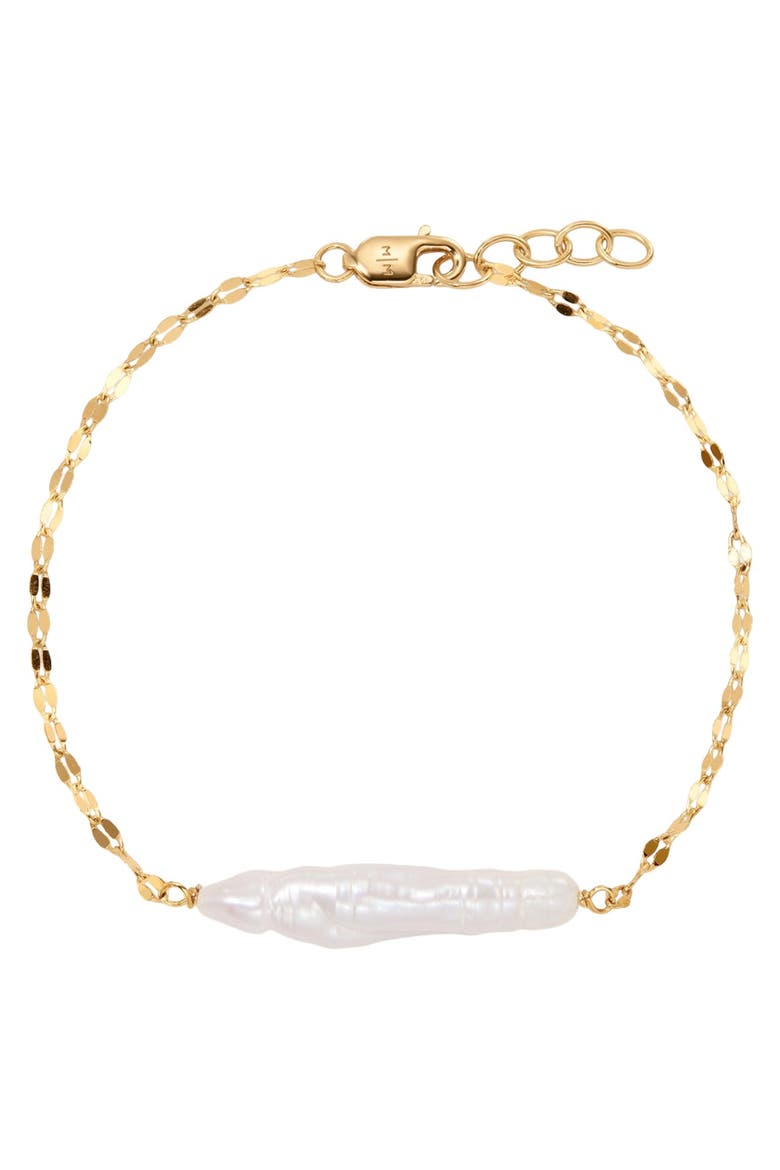 Baroque Pearl Bar Bracelet, Main, color, Gold Vermeil