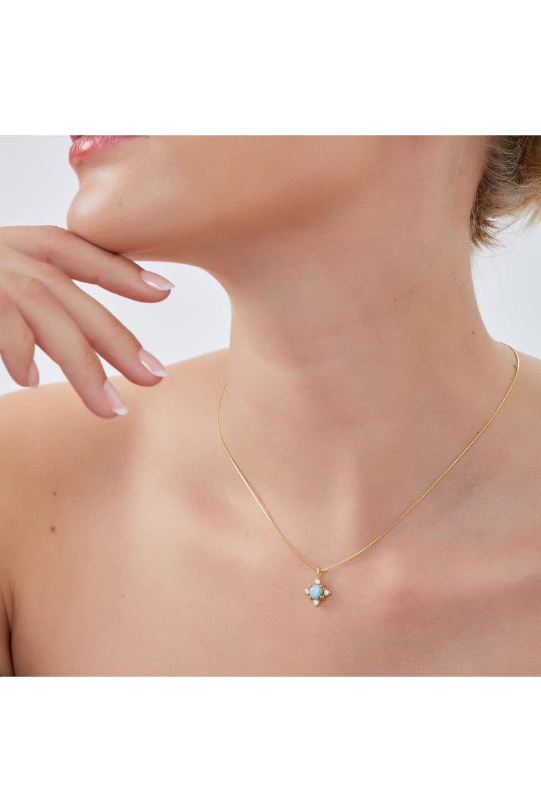 Blue Moonstone Sterling Silver Pendant Necklace With Fine Italian Chain, Alternate, color, Gold