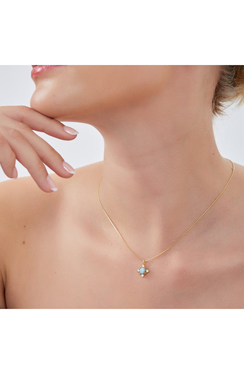 Spero London Blue Moonstone Sterling Silver Pendant Necklace With Fine Italian Chain, Alternate, color, Gold