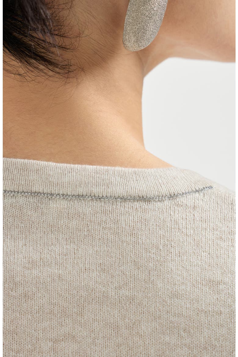 Cashmere sweater with monili, Alternate, color, Oyster